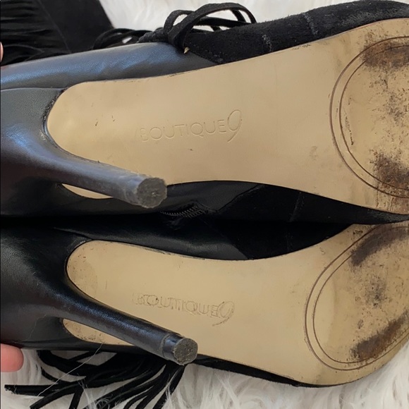 Black leather & suede high heel boots - Picture 7 of 9